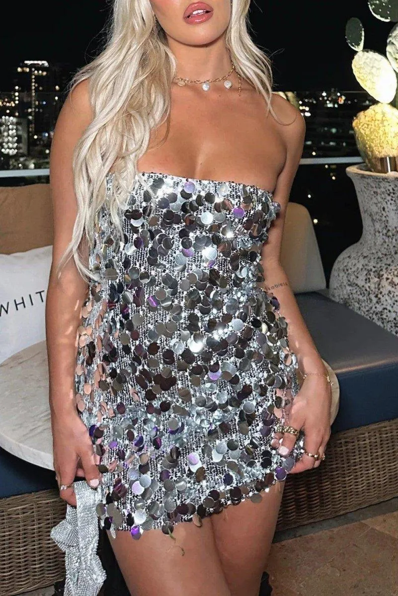 Mini Strapless Sequin Dress