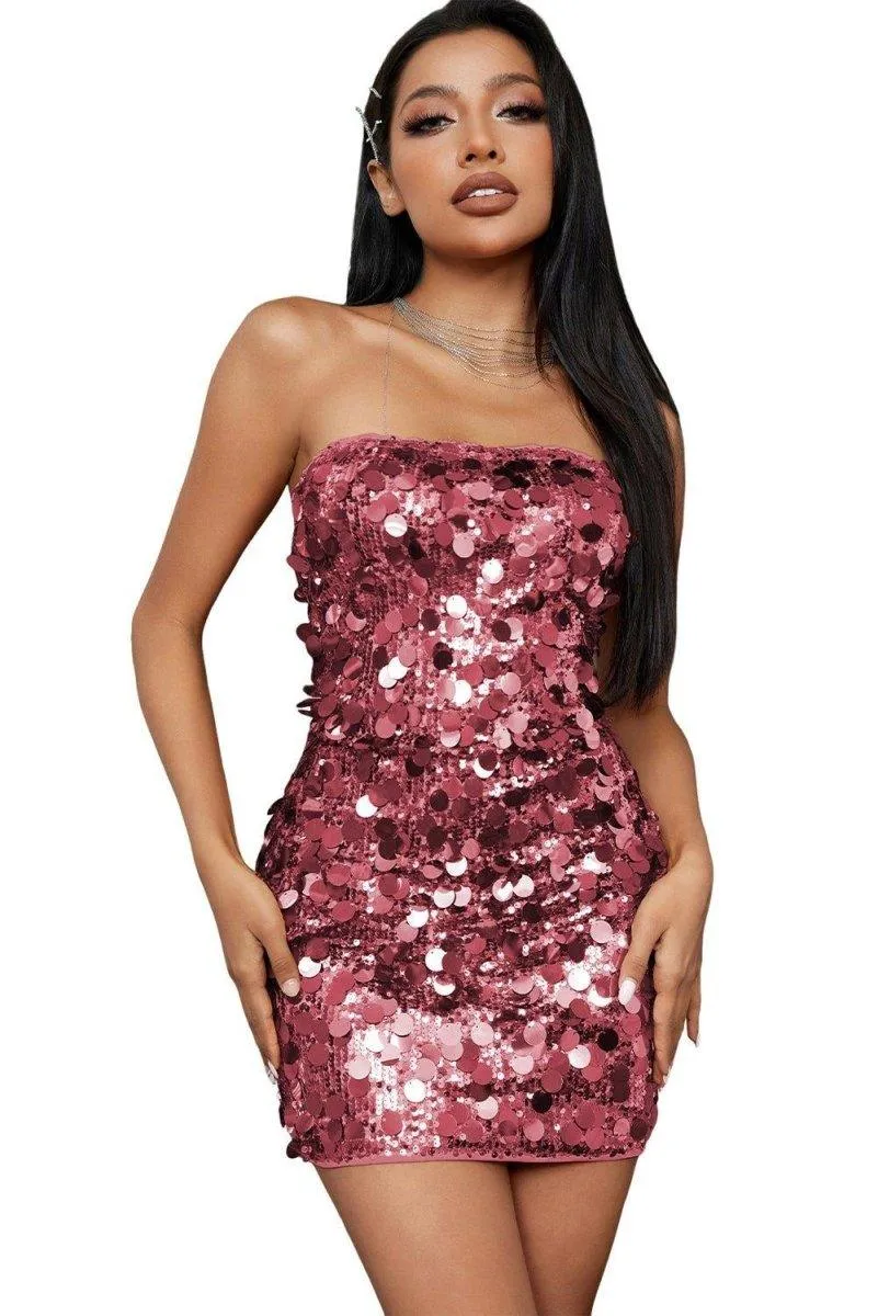 Mini Strapless Sequin Dress