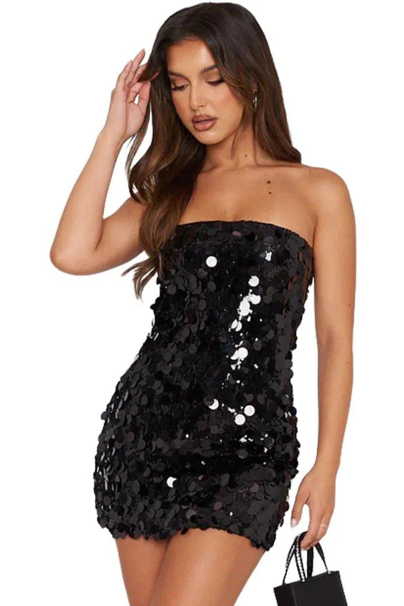 Mini Strapless Sequin Dress