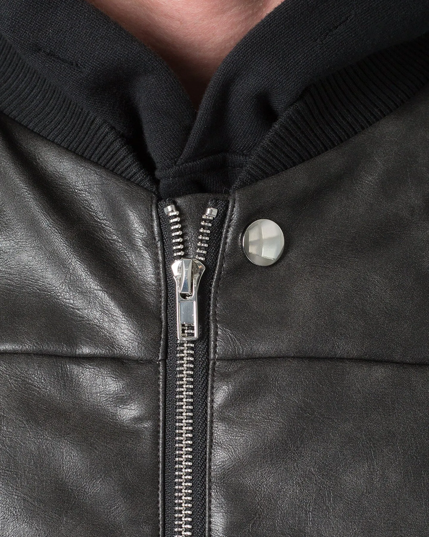 MNML Leather Bomber Vest Black