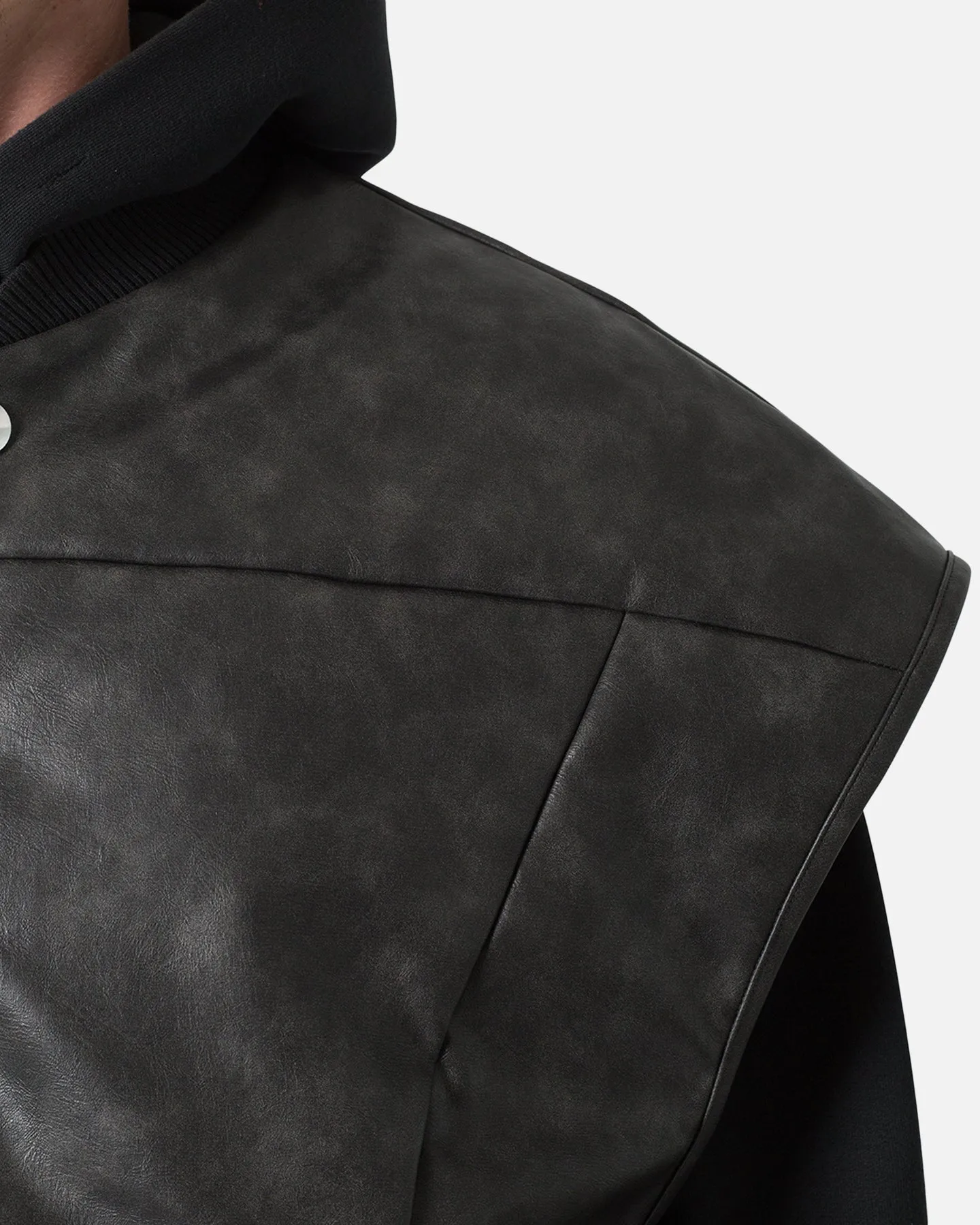 MNML Leather Bomber Vest Black