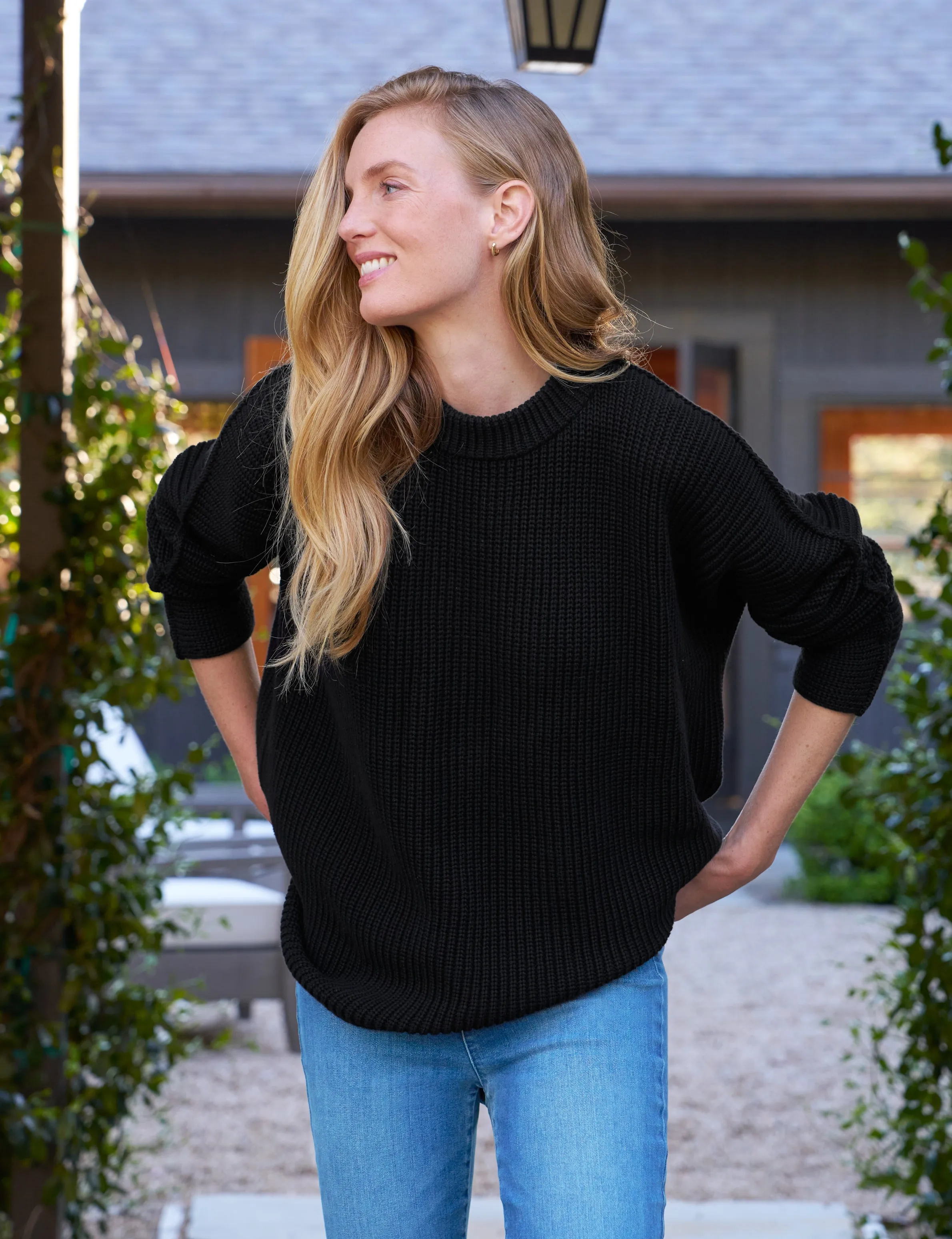 MONTECITO SWEATER Black, Pure Italian Cotton