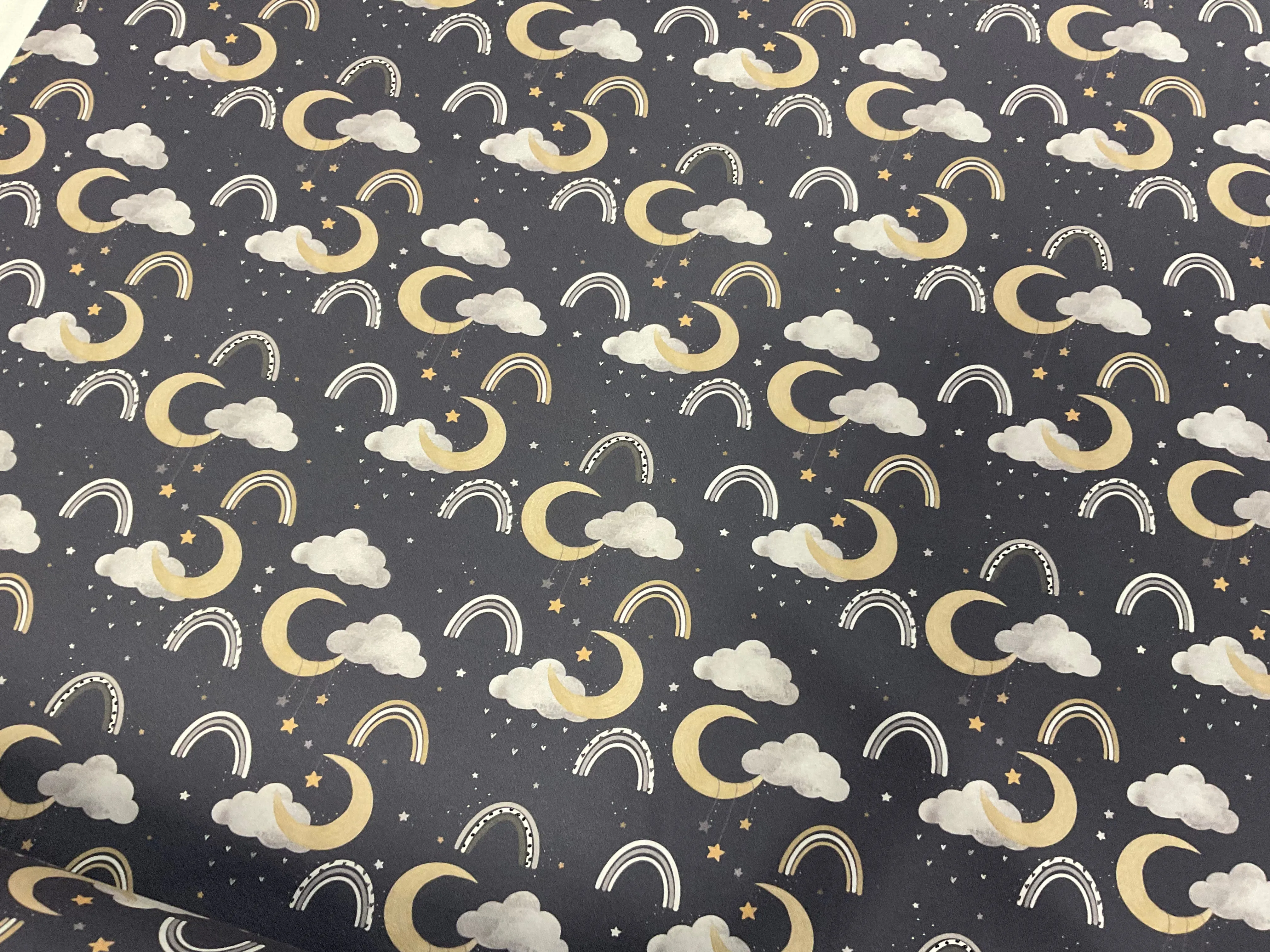 Moon and Stars ORGANIC Cotton Jersey Fabric