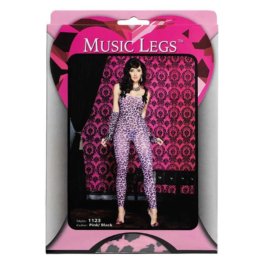 Music Legs Leopard Crotchless Footless Bodystocking & Arm Warmers