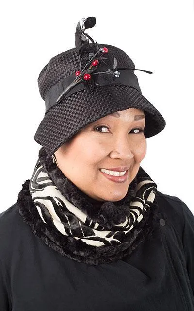 Neck Cowl - Waves Upholstery with Cuddly Faux Fur in Black (Limited Availability)