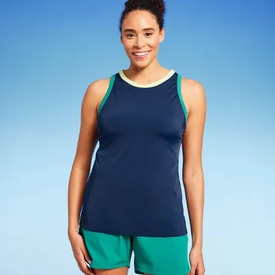 New - Lands' End Women's High Neck Tankini Swimwear Tank Top UPF 50 