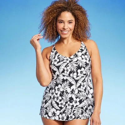 New - Lands' End Women's UPF 50  Floral Tankini Tank Top Swimwear