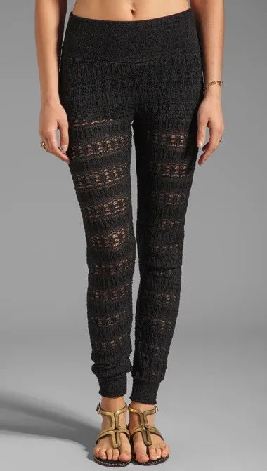 Nightcap Clothing Autumn Leaf Lace Pant in Black