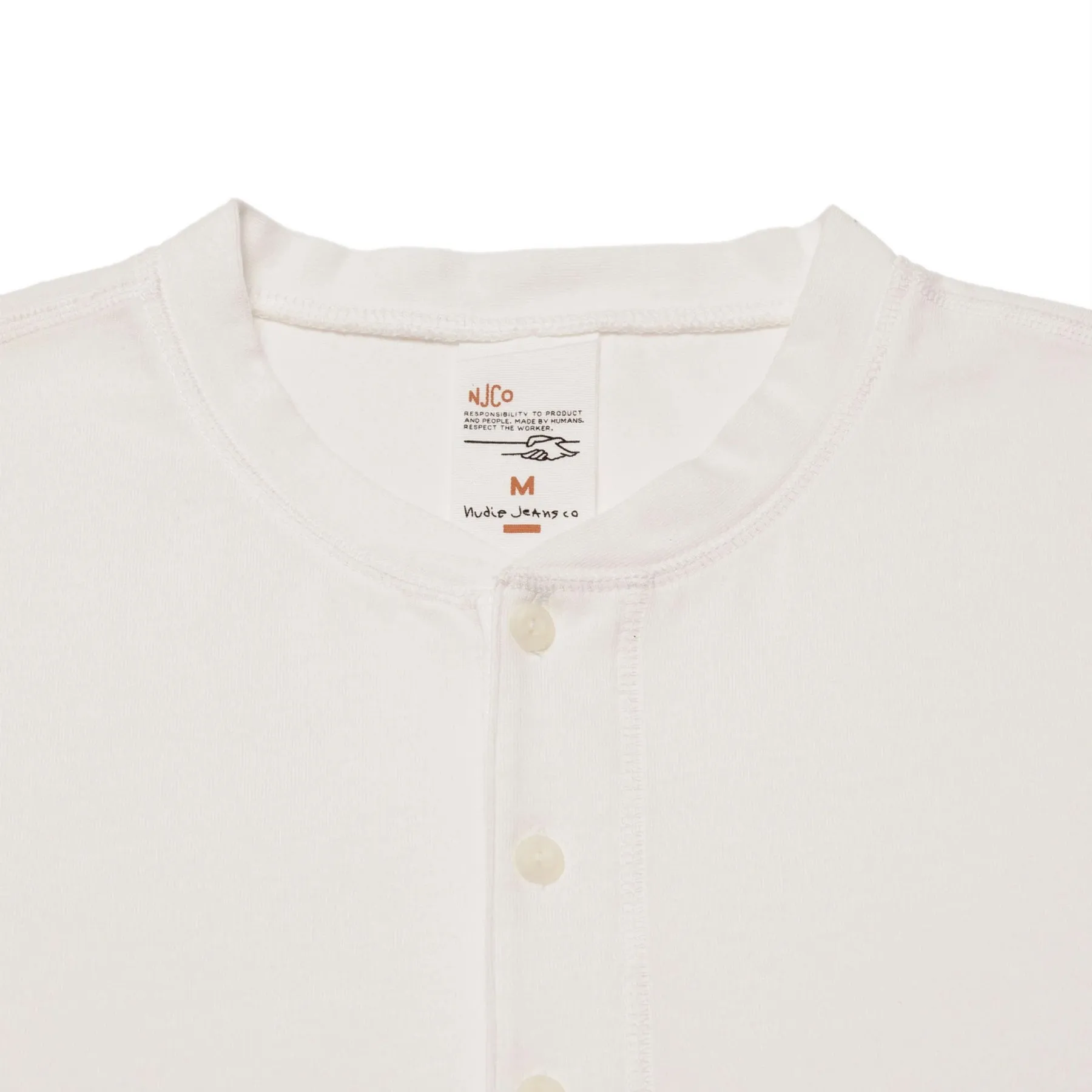 Nudie - Short Sleeve Henley T-Shirt Ecru