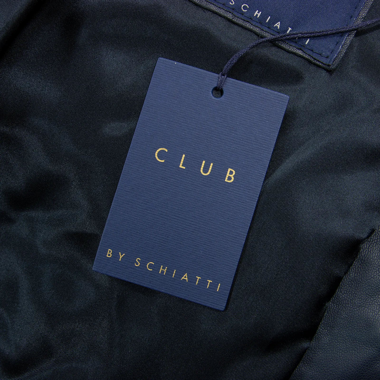 NWT Schiatti Club Blue Nappa Leather Shawl Collar Bomber Jacket