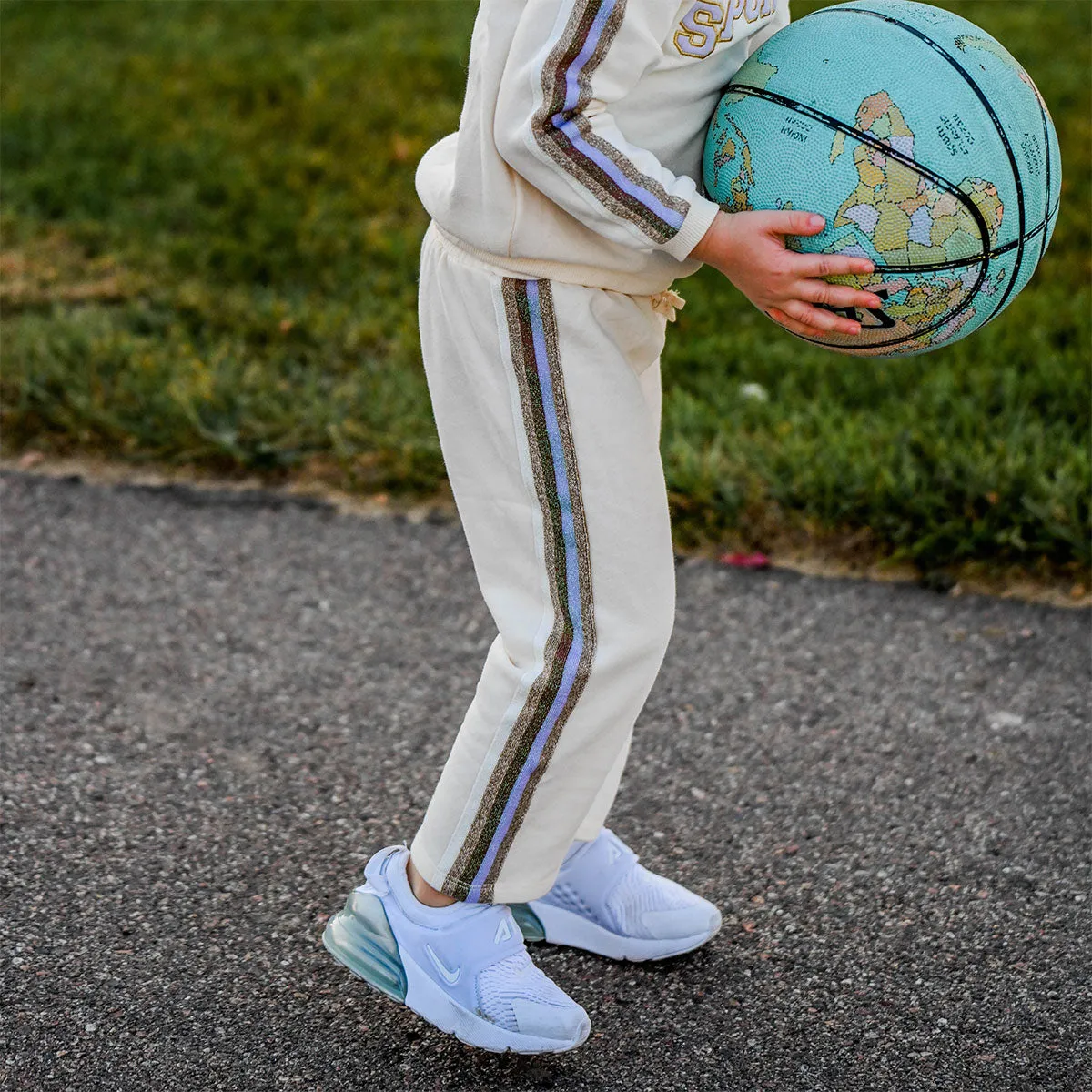 oh baby! "SPORTY" Striped Boxy Sweatshirt with Jogger - Vanilla