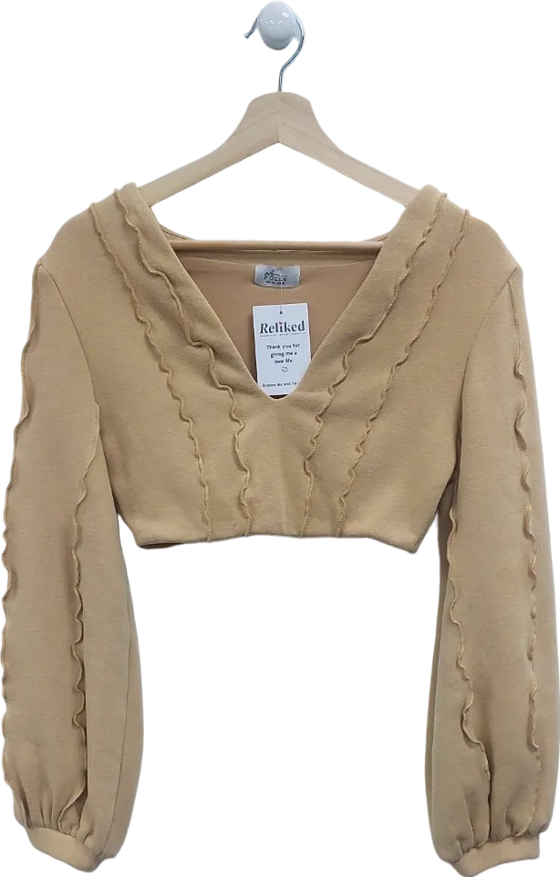 Oh Polly Beige Cropped Sweater UK 10