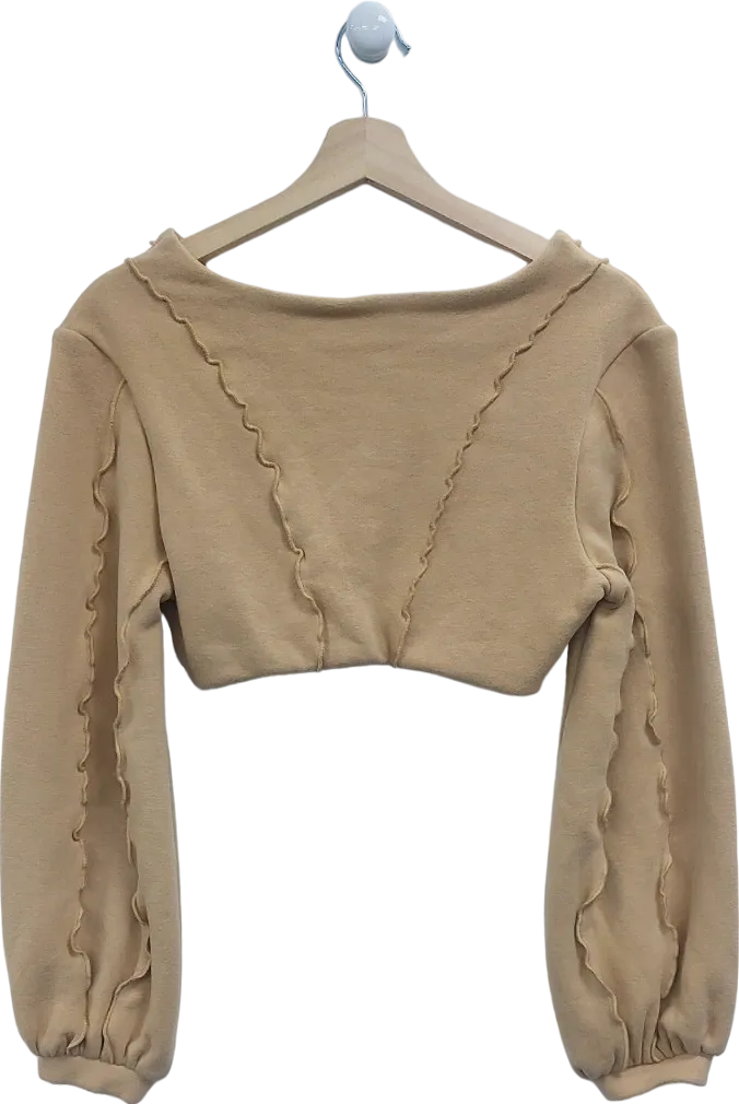 Oh Polly Beige Cropped Sweater UK 10