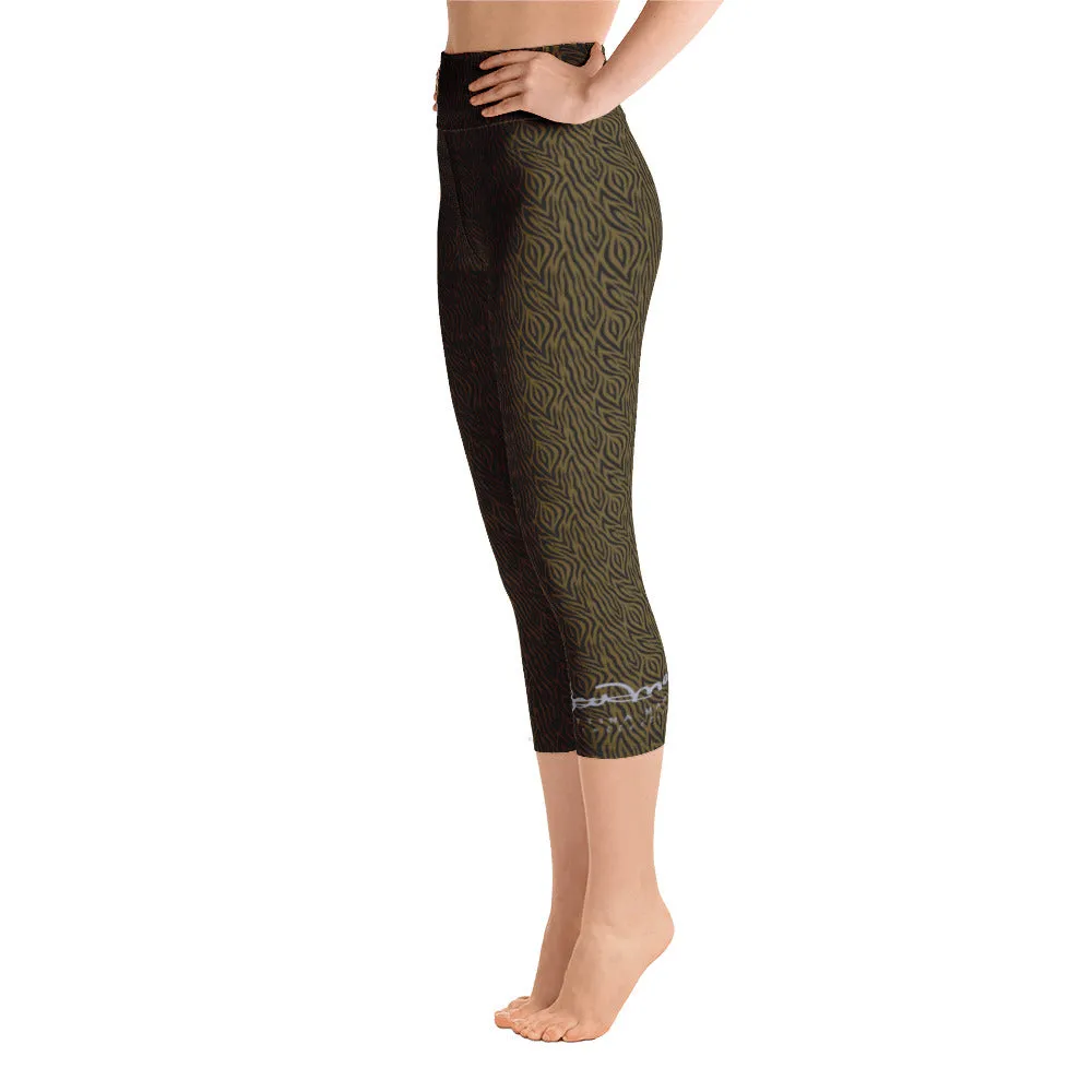 Olive Zebra Yoga Capri Leggings