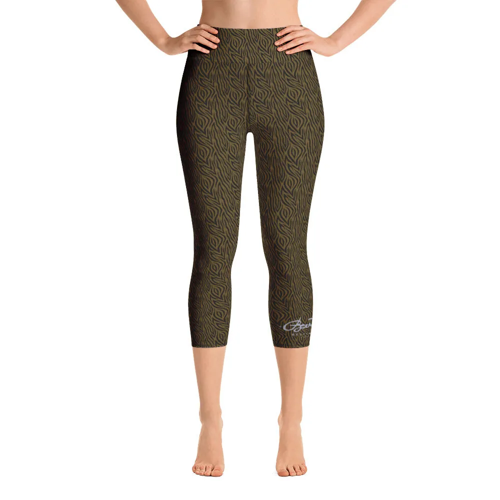 Olive Zebra Yoga Capri Leggings