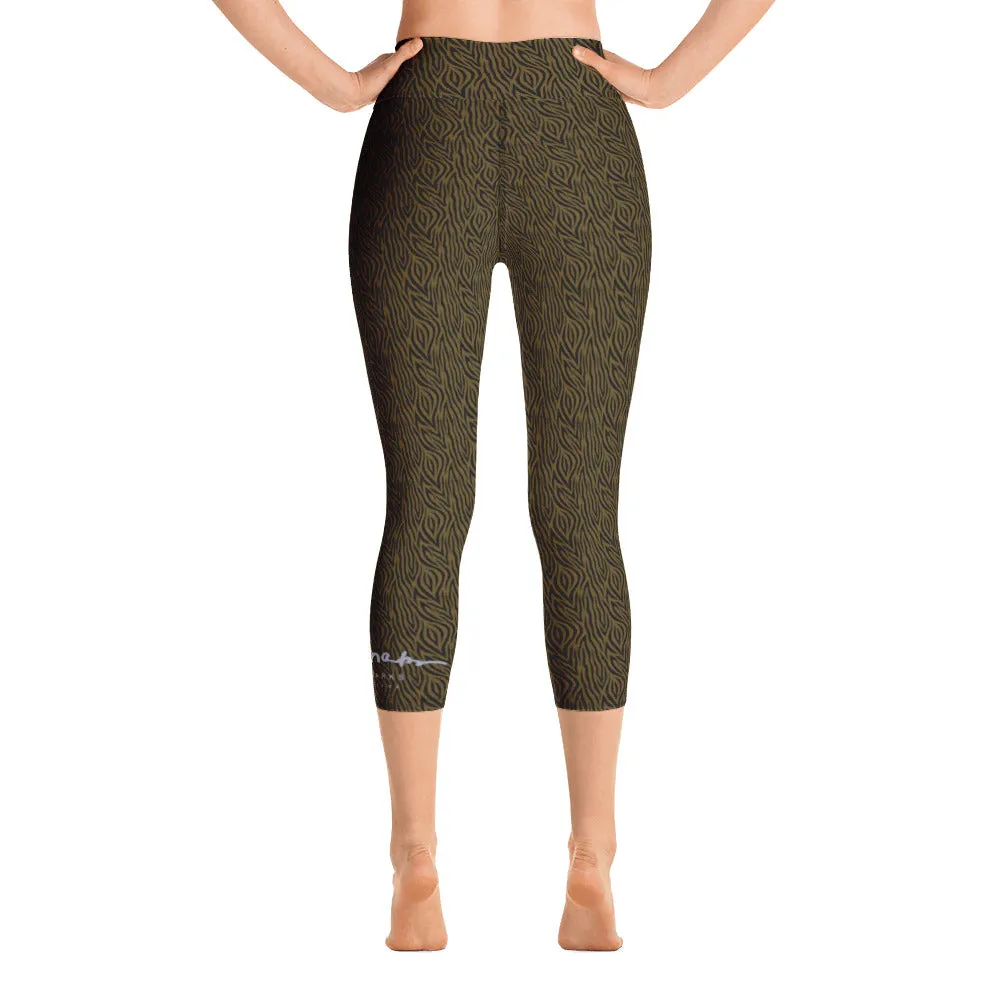 Olive Zebra Yoga Capri Leggings