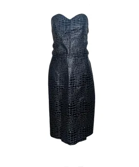 Patrick Kelly 80s Embossed Crocodile Strapless Bodycon Dress