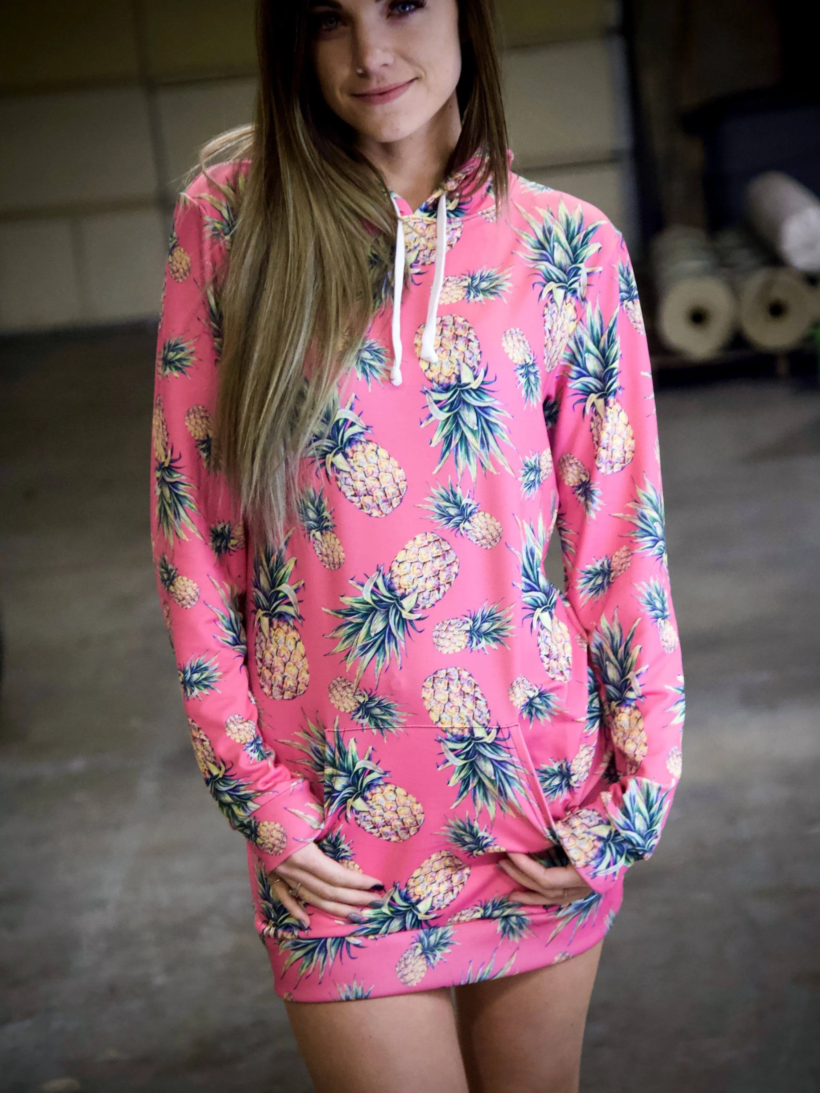 Pink Pineapple Hooded Dress