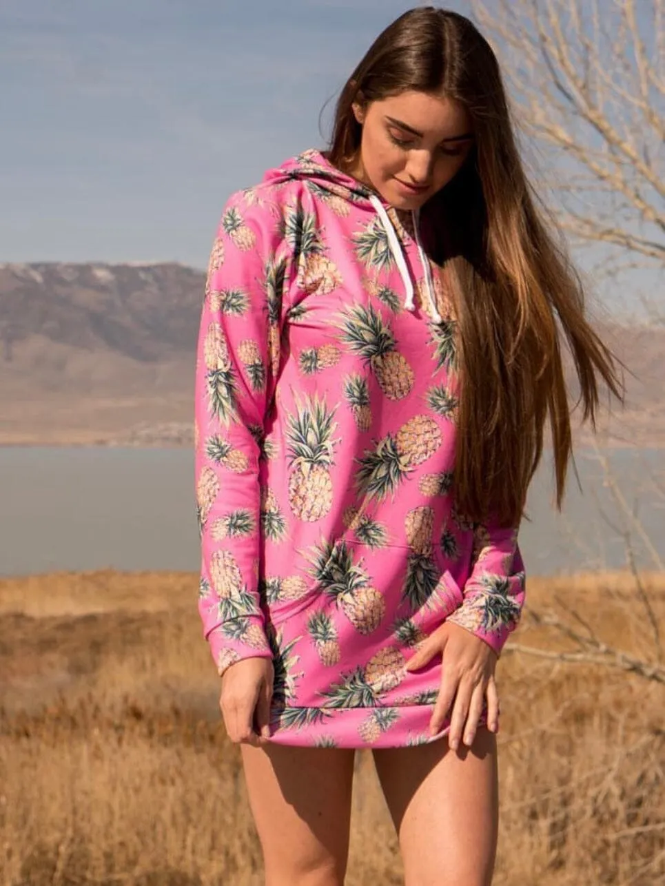 Pink Pineapple Hooded Dress