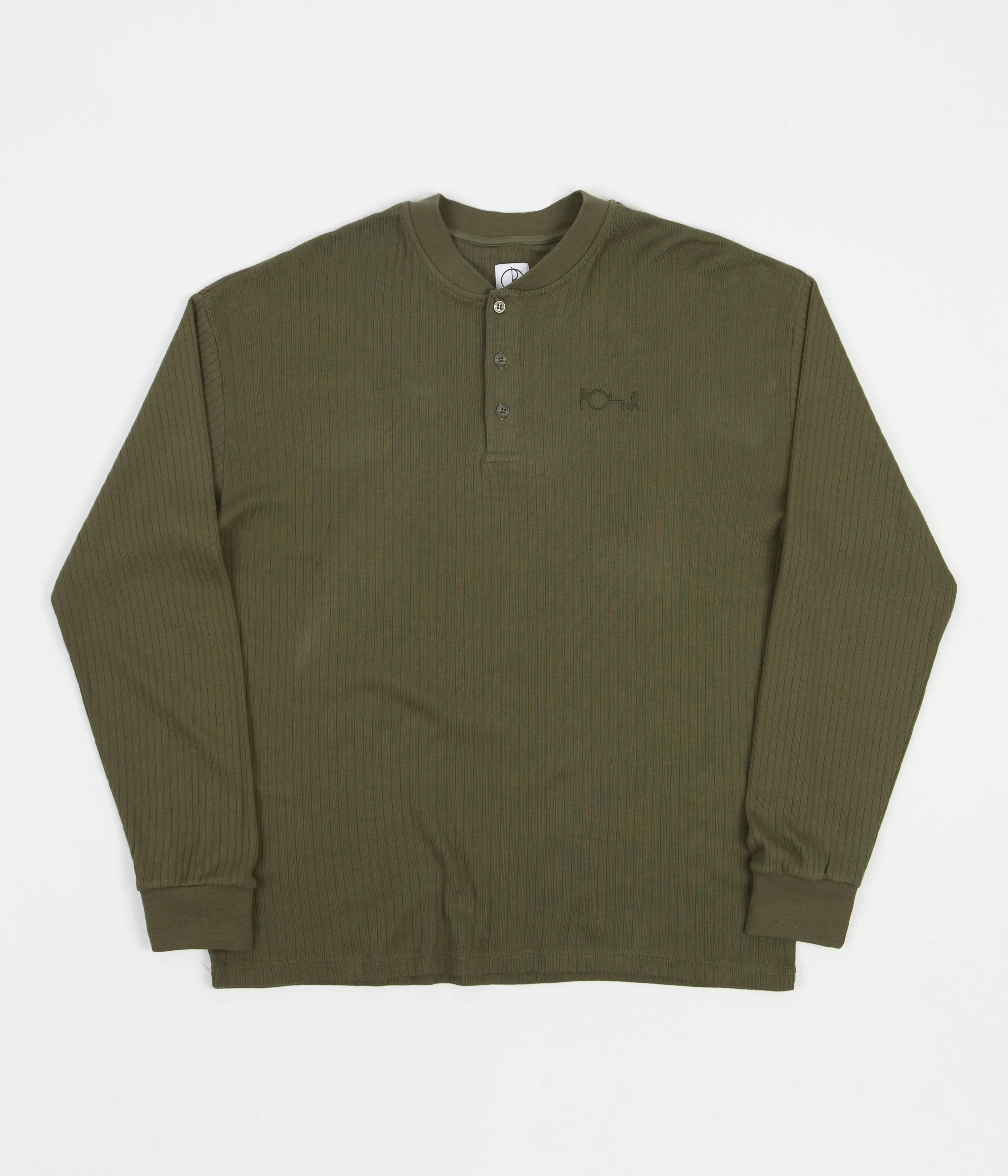 Polar Rib Henley Long Sleeve T-Shirt - Uniform Green