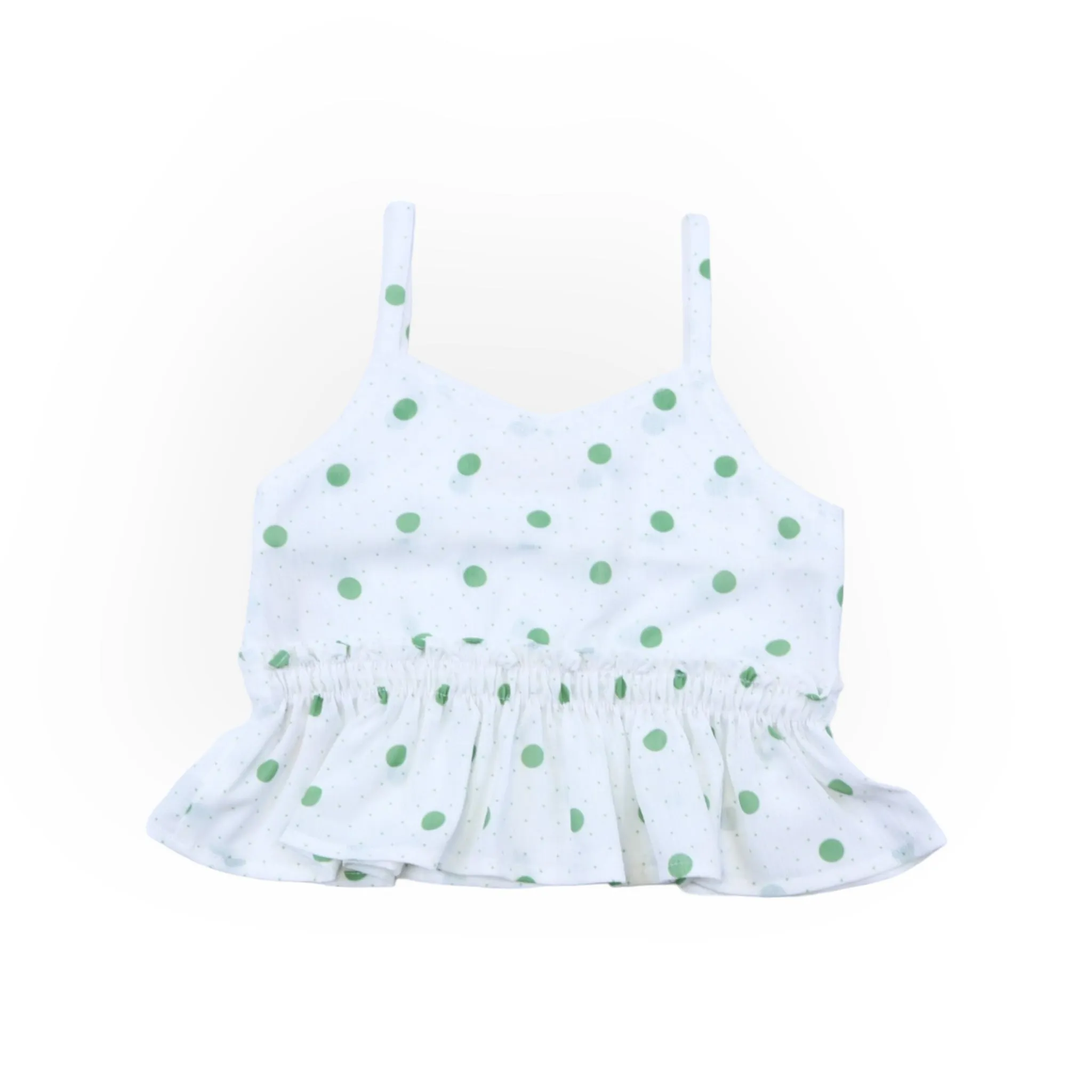 Polka Dots Vest   Culottes Set - Green