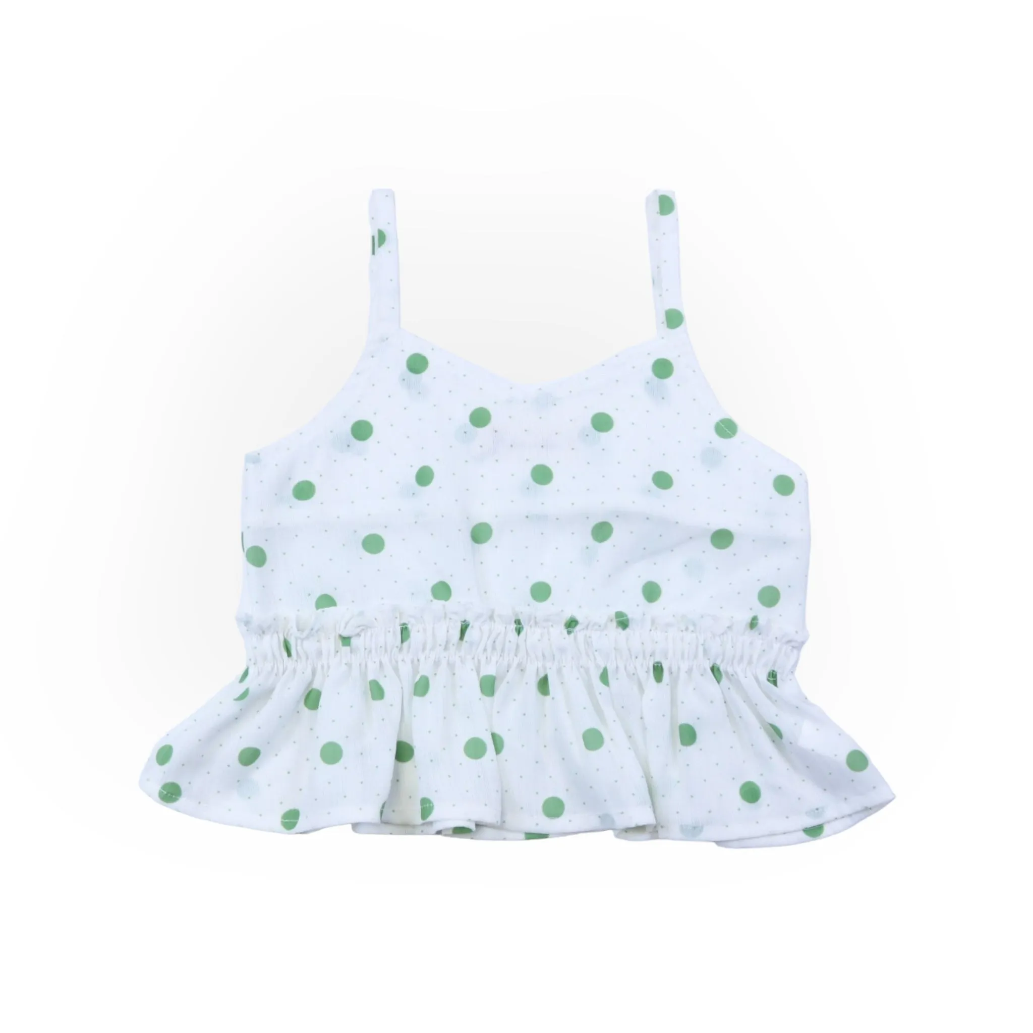 Polka Dots Vest   Culottes Set - Green