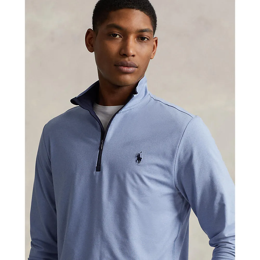 Polo Performance Ralph Lauren Half Zip Peached Jersey - Powder Blue Heather