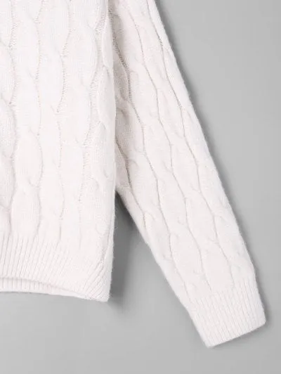 Pretty Cable Knit Pattern Drop Shoulder Sweater