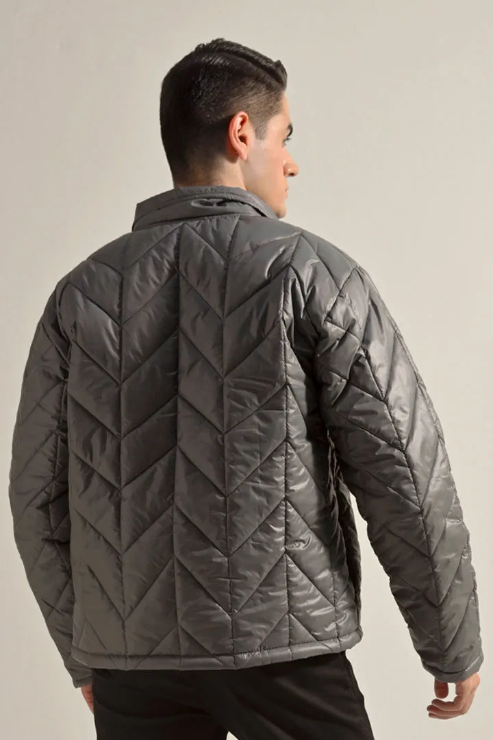 Quilted Puffer Jacket - Grey