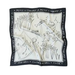 "New York in Sketches" Silk Scarf - Black & White