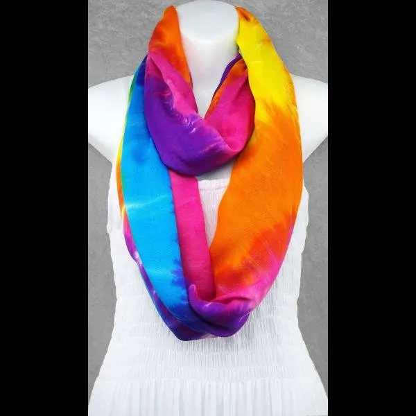 Rainbow Spiral Tie-Dye Infinity Scarf/Shawl