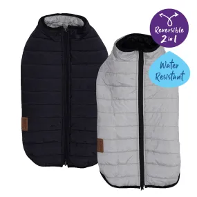 Reversible Puffer Dog Jacket - Black & Silver