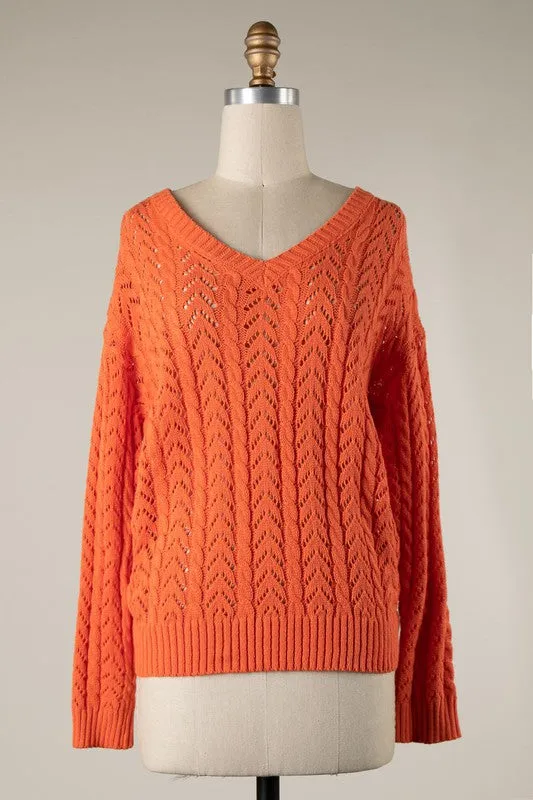 Reversible Twist Crochet Knit Sweater