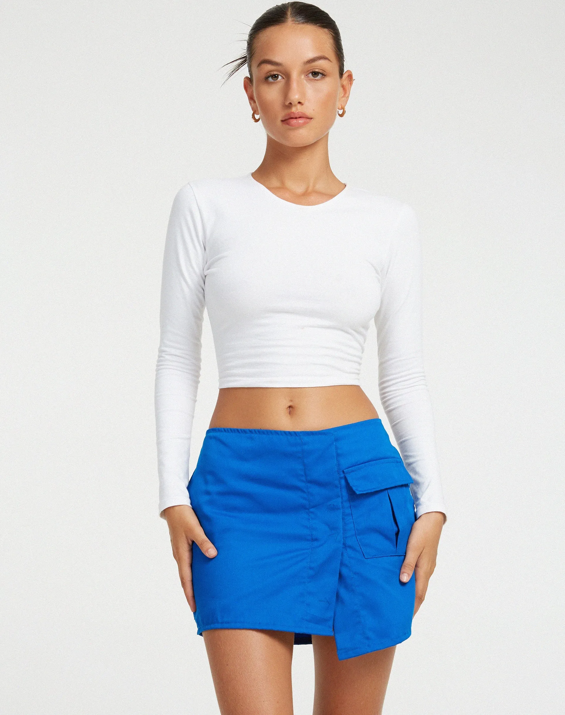 Rhory Mini Cargo Skirt in Aqua Blue