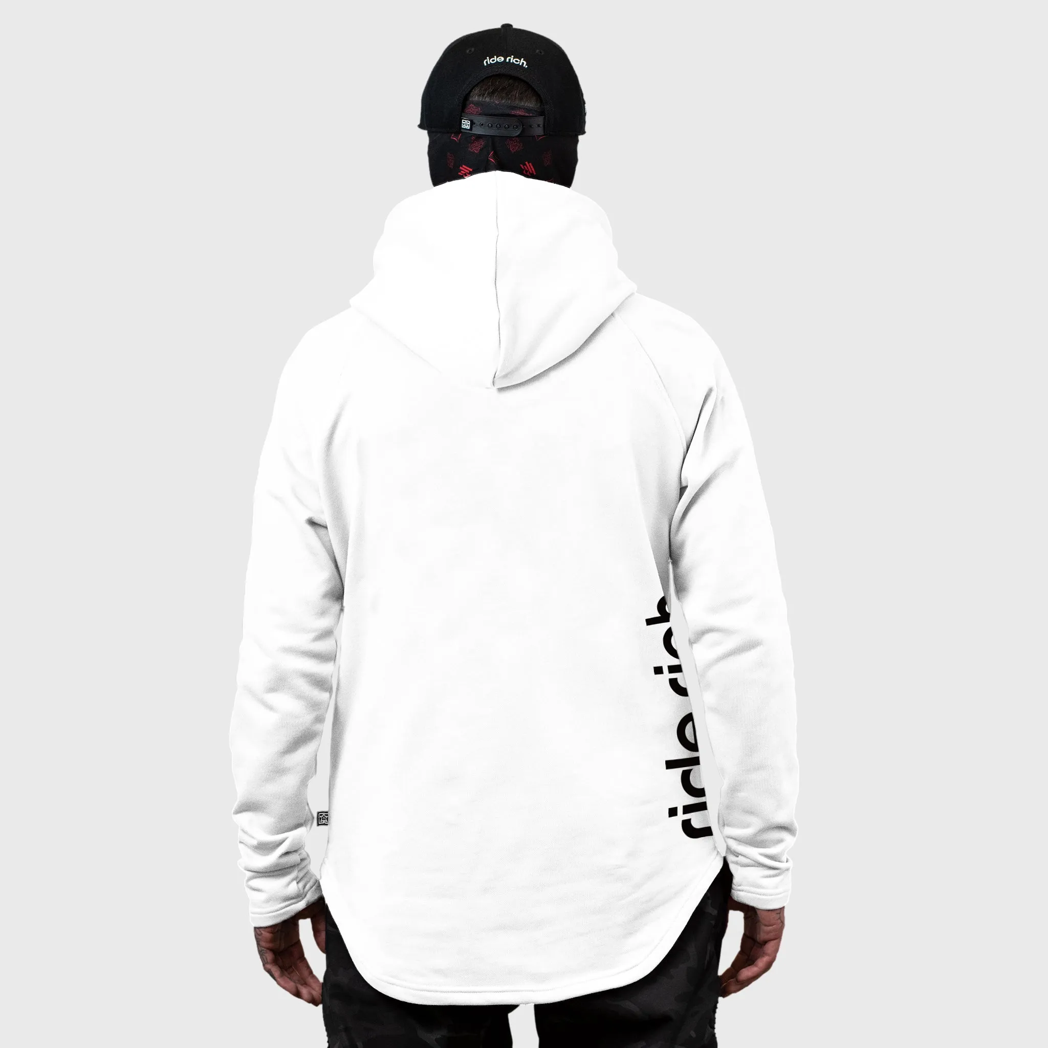 Ride Rich Emblem Scoop Pullover Hoodie {White}