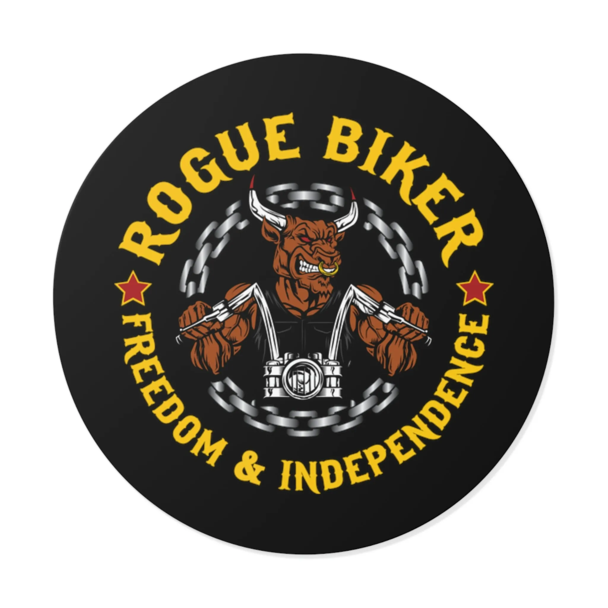 Rogue Biker [Freedom & Independence] | Round Vinyl Stickers