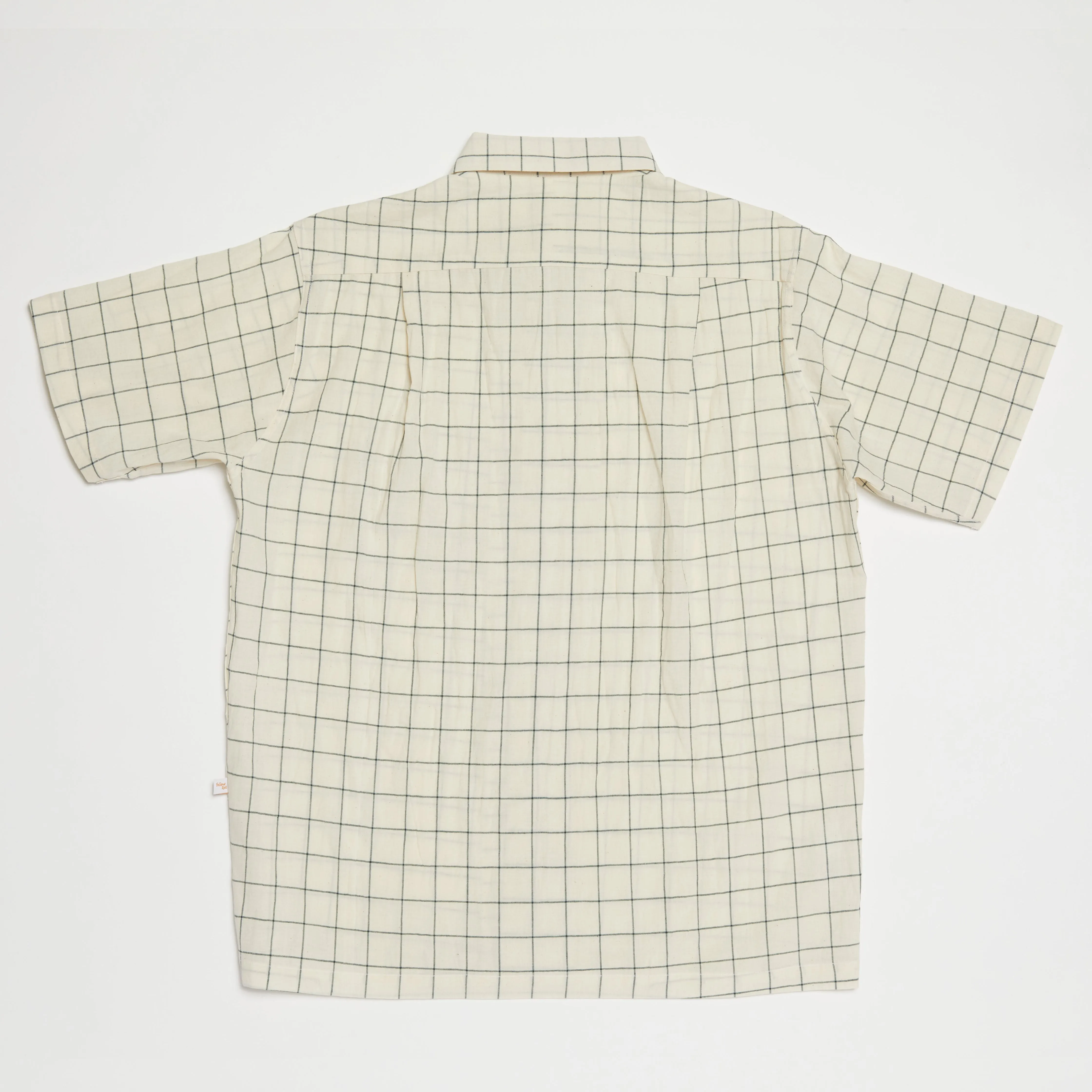 Round Collar Shirt (Green x Natural)