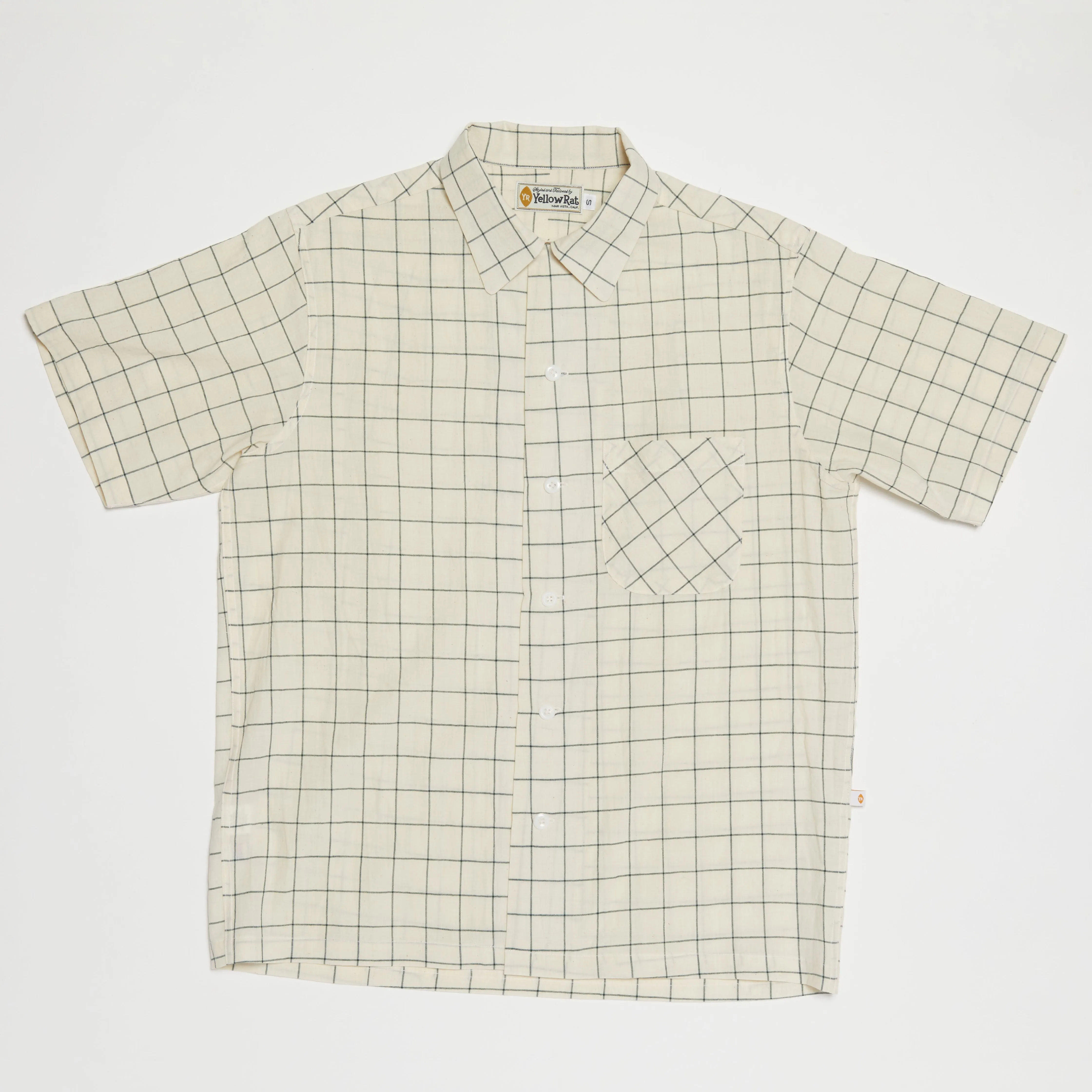 Round Collar Shirt (Green x Natural)