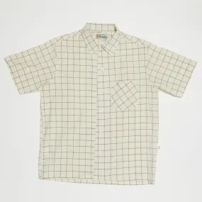 Round Collar Shirt (Green x Natural)