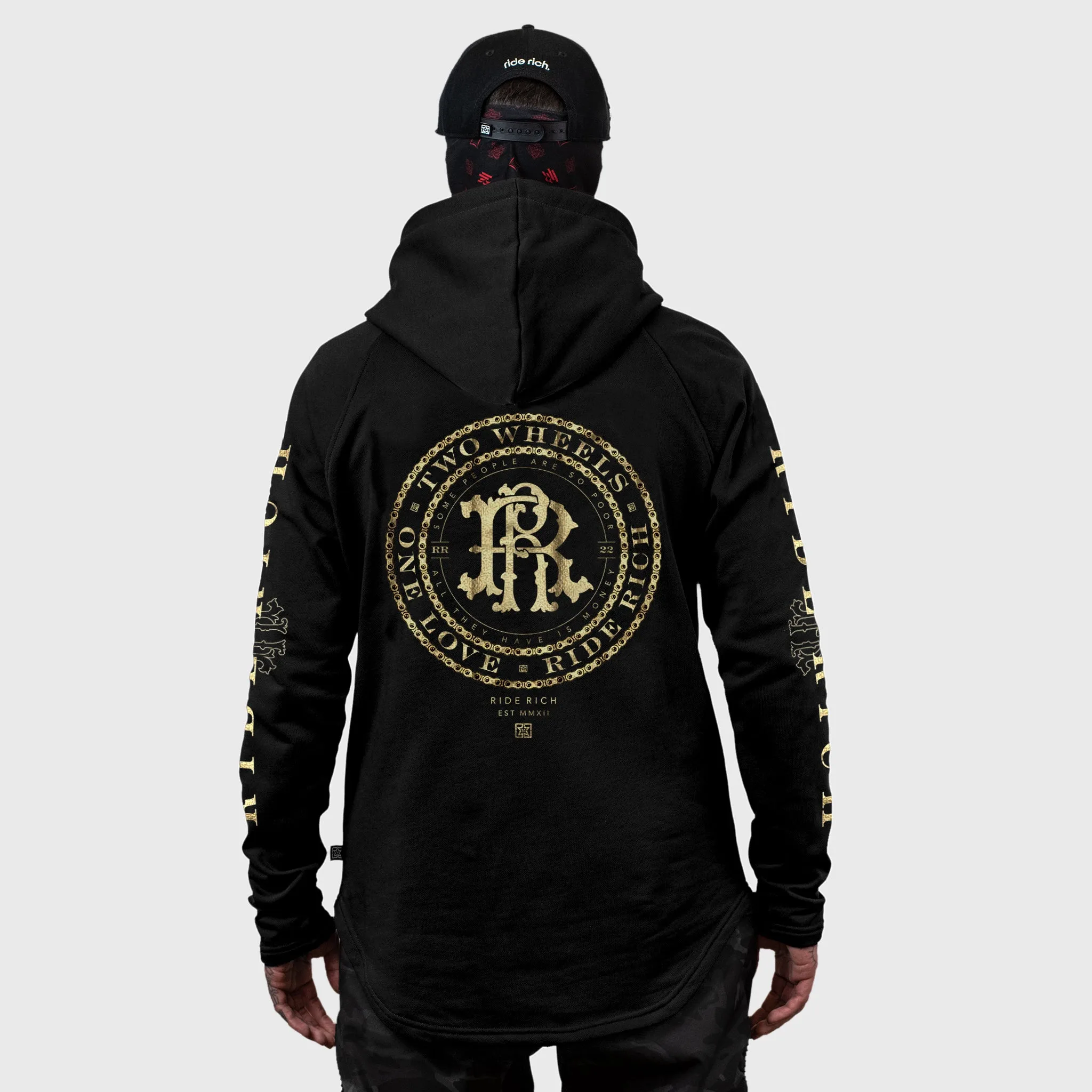 RR Filigree & Chains Scoop Pullover Hoodie {Gold on Black}