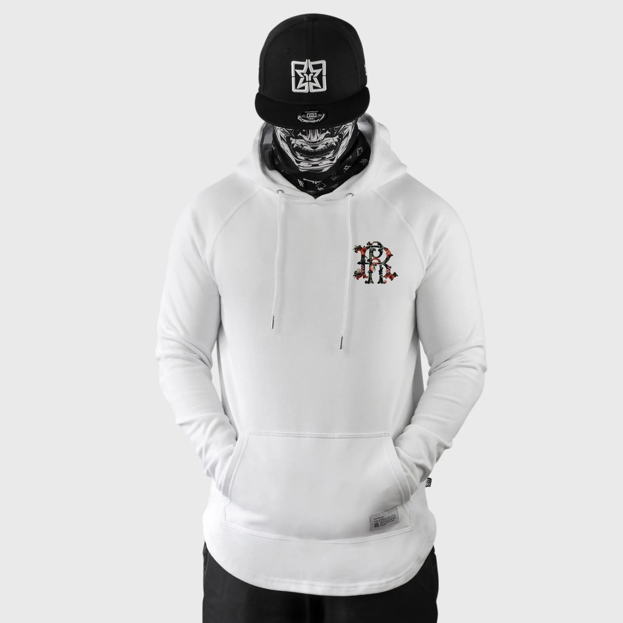 RR Filigree & Flowers Scoop Pullover Hoodie {White}