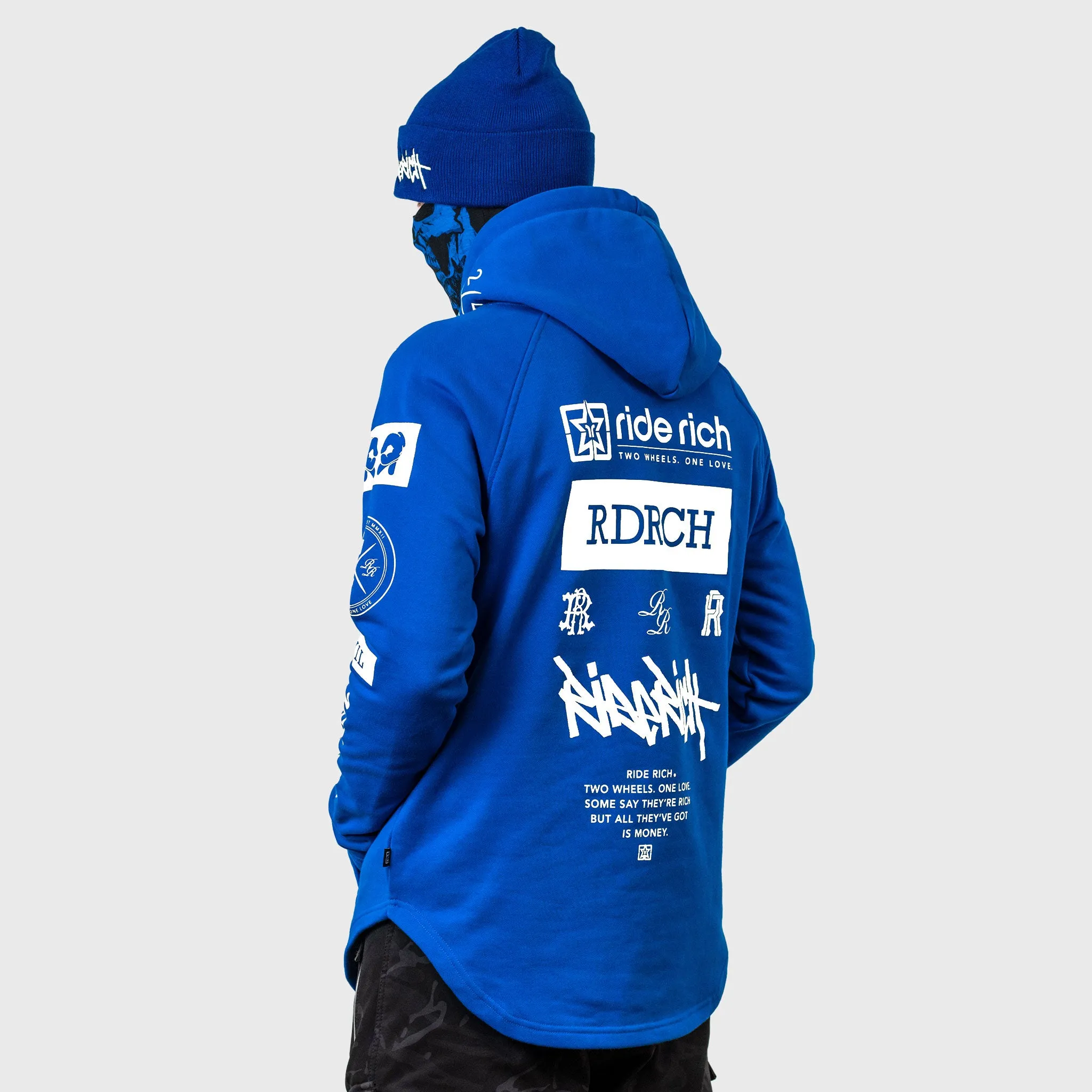 RR GP Scoop Pullover Hoodie {White on Blue}