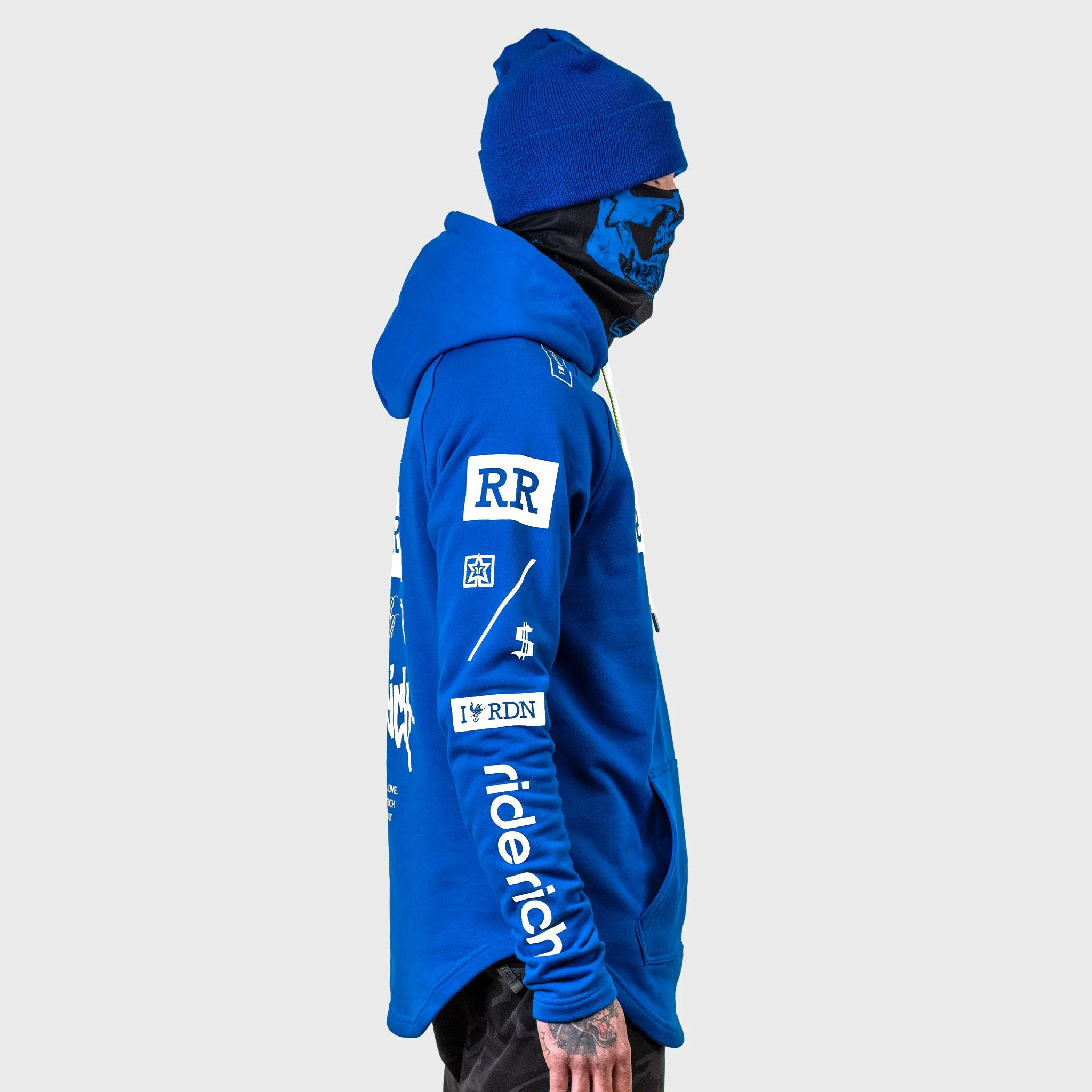 RR GP Scoop Pullover Hoodie {White on Blue}