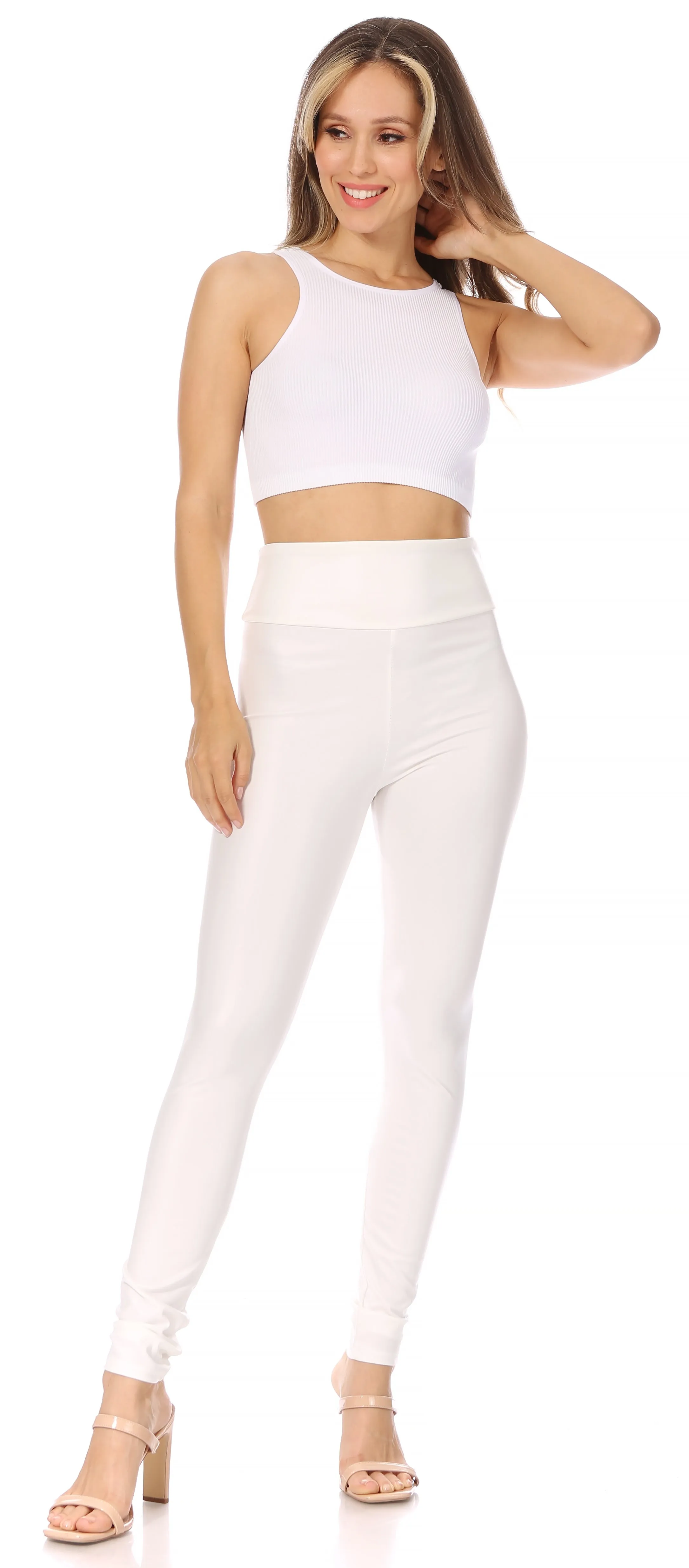 Sakkas Matte Liquid High Waist Stretch Leggings - Made in USA