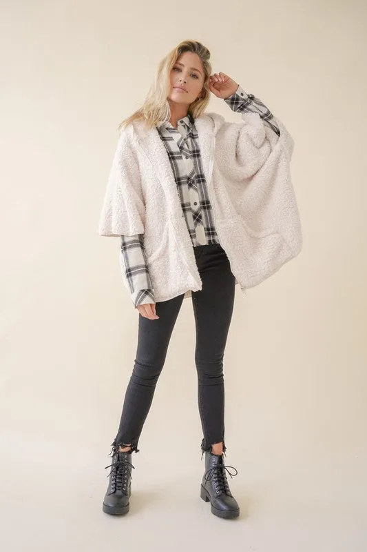 Sherpa Zip Up Hoodie Pancho