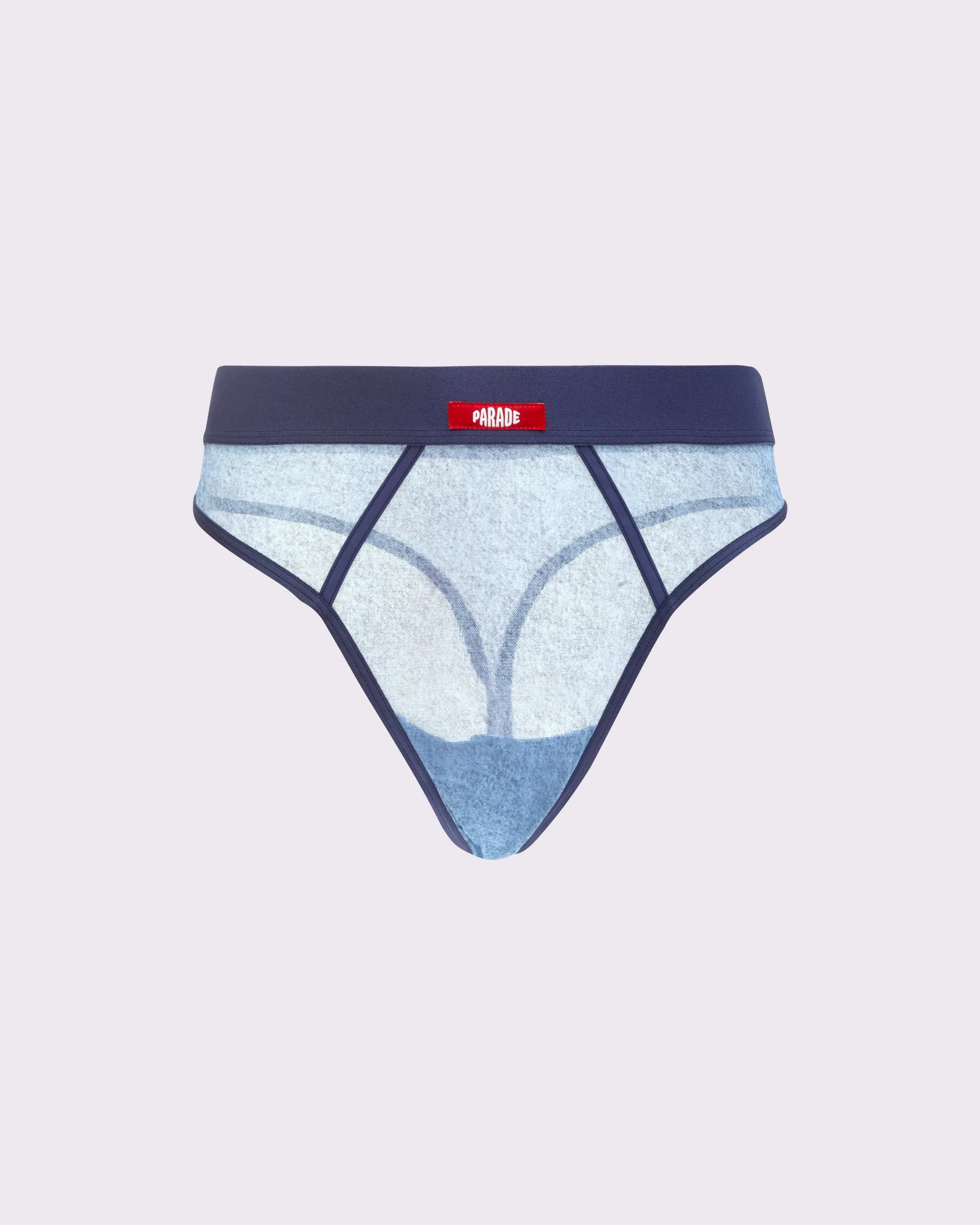 Silky Mesh Sheer High Cut Thong | Silky Mesh (Denim Dupe)