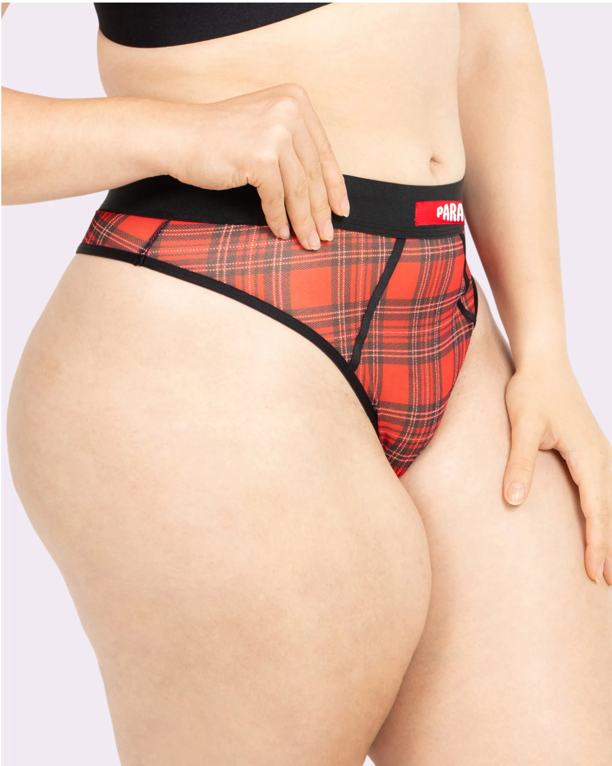 Silky Mesh Sheer High Cut Thong | Silky Mesh (Tartan Plaid)