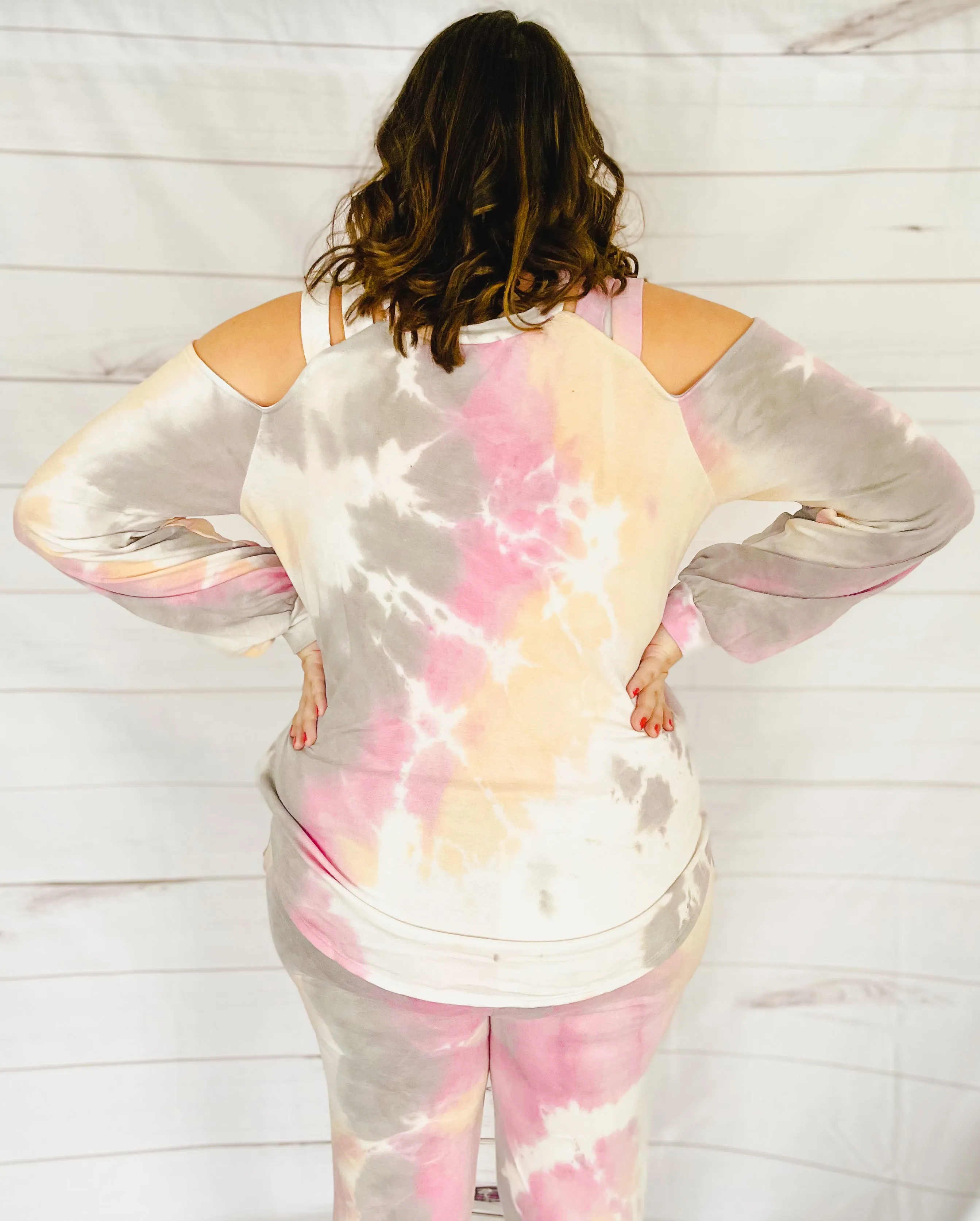 Simply Sweet Cold Shoulder Tie Dye Lounge Set