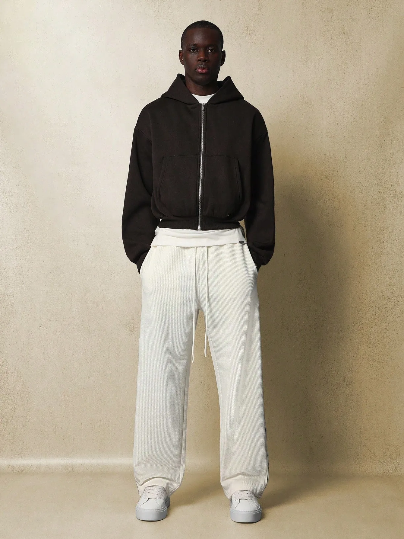 Skater Fit Textured Sweatpants With Side Tape