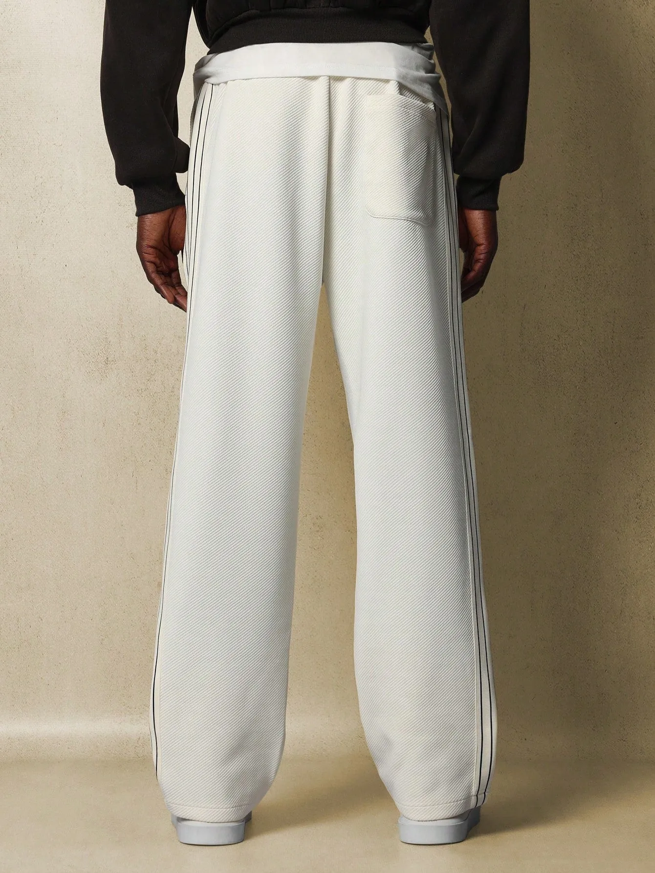 Skater Fit Textured Sweatpants With Side Tape